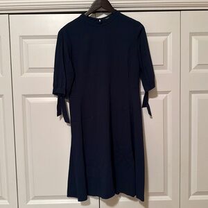 Theory Navy Blue Tie Sleeve Midi Dress Size 8